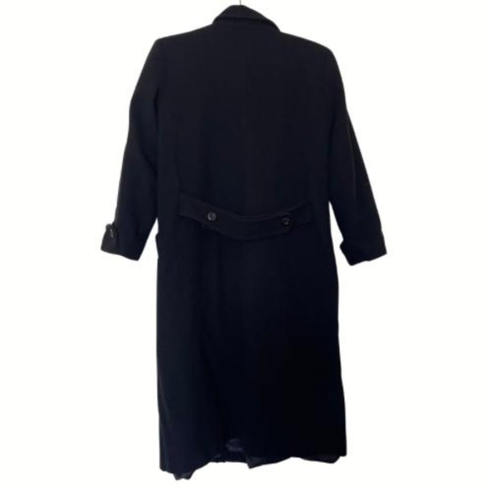 DONNYBROOK Black Vintage 100% Wool Coat Double Breasted full Length S 2P - Picture 3 of 14